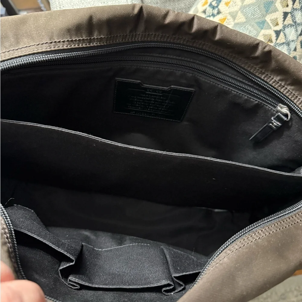 Coach Men's Dark Brown Briefcase with Black handles and trim